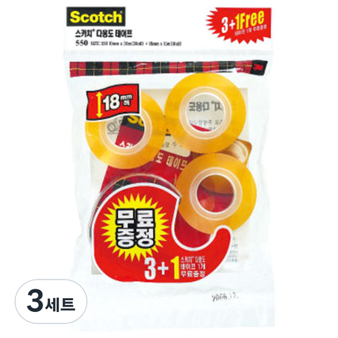 스카치 다용도 테이프 디스펜서 + 리필 4롤, 3세트