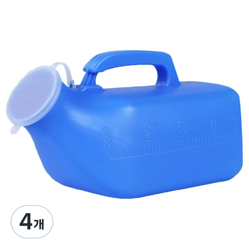 파인에코 남자 이동식 휴대용 소변통 중 1200ml, 블루, 4개