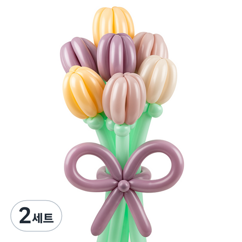 셈퍼텍스 요술풍선 데이지 튤립 꽃다발 만들기 세트, 뮤트 4색혼합, 2세트