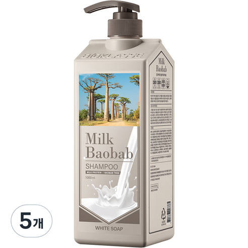 밀크바오밥 샴푸 화이트솝향, 1000ml, 5개