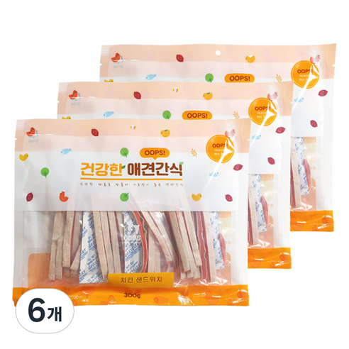 웁스 건강한 애견간식, 치킨샌드위치, 300g, 6개