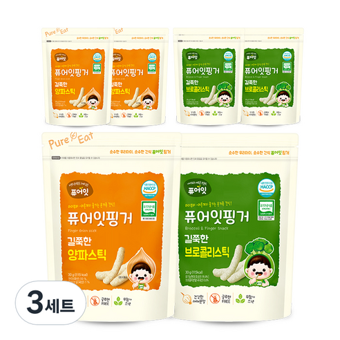 퓨어잇 핑거 길쭉한 양파스틱 3p + 브로콜리스틱 3p, 양파, 브로콜리, 3세트