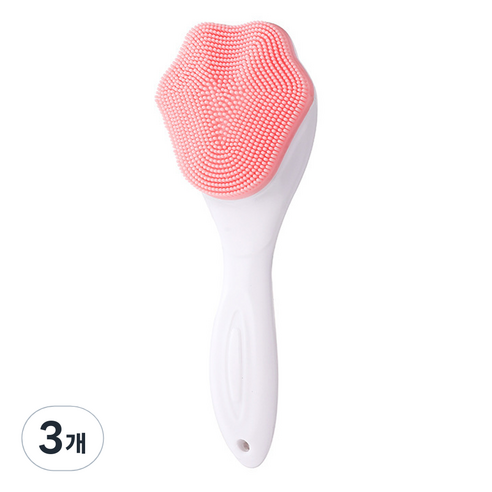 The해피앤 실리콘 세안 마사지 수동 클렌징 브러쉬, 3개, 핑크