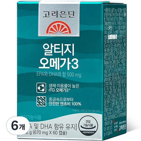 고려은단 알티지 오메가3 40.2g, 60정, 6개