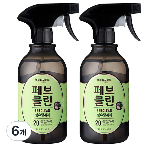 페브클린 더블유드레스룸 20번 플라워샵 섬유탈취제 본품, 500ml, 6개