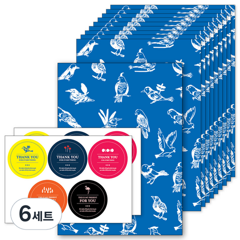 앤캐비넷 선물봉투 10p + 스티커 2p 세트, 블루버드, 6세트
