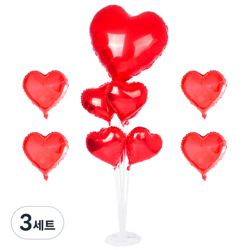 파티쇼 풍선꽂이장식세트 70cm, 하트레드, 3세트