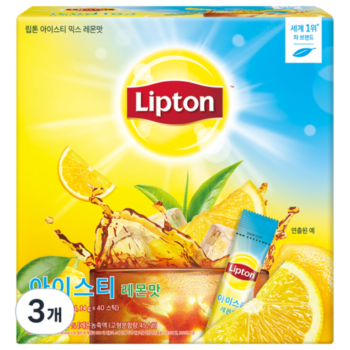 립톤 아이스티 믹스 레몬맛 분말, 40개입, 3개, 14g