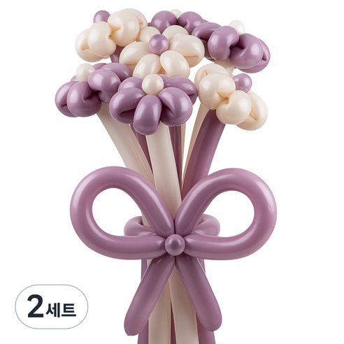 셈퍼텍스 요술풍선 데이지 튤립 꽃다발 만들기 세트, 더스크 크림라벤더 2색혼합, 2세트