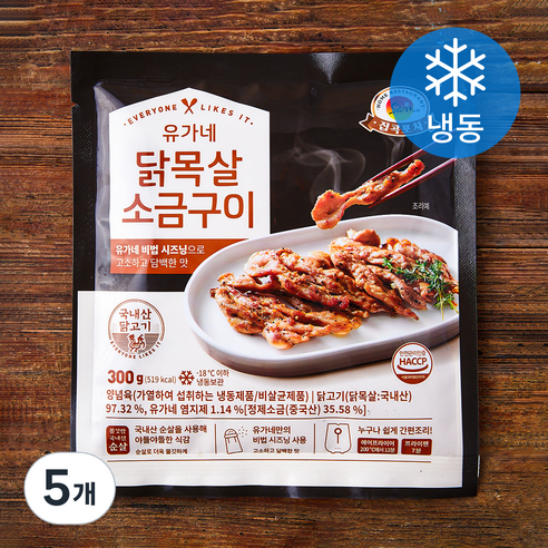 유가네 닭목살 소금 구이 (냉동), 5개, 300g