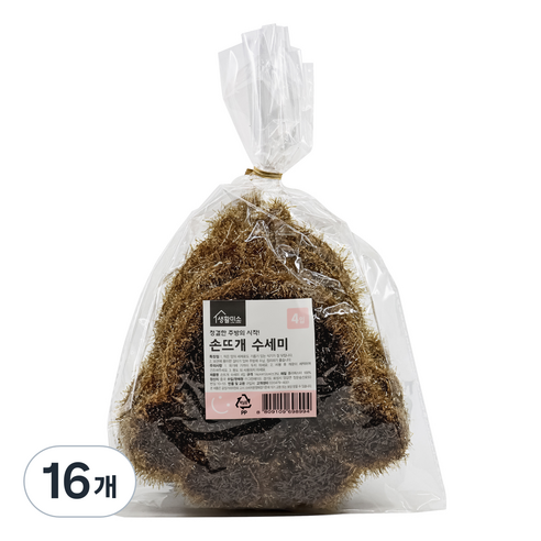 생활미소 곰발바닥 손뜨개 수세미, 1개입, 16개
