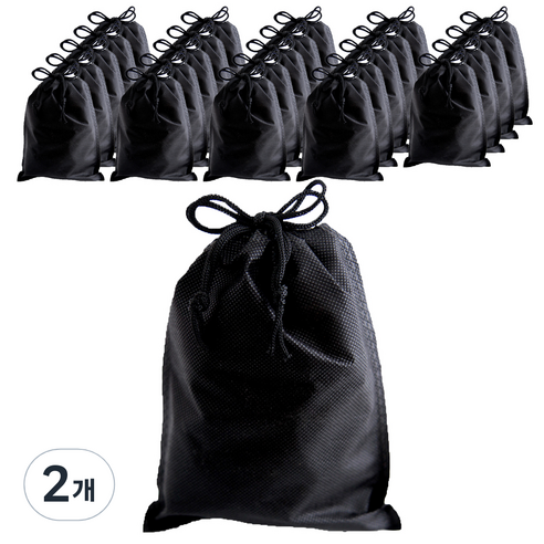 부직포 복주머니 더스트백 12 x 15 cm 25p, 블랙, 2개