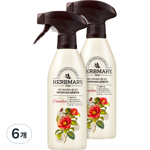 허브마리 1848 섬유탈취제 카멜리아 힐 본품, 400ml, 6개