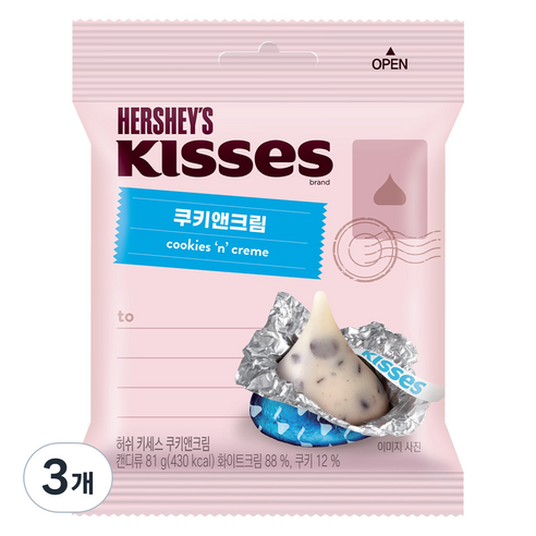 허쉬 키세스봉 쿠키앤크림, 81g, 3개