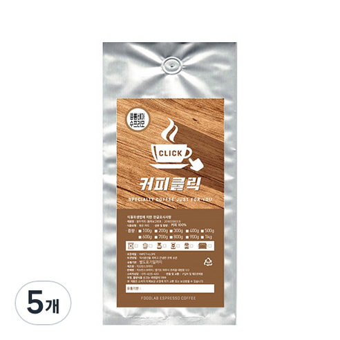 커피클릭 콜롬비아 수프리모 분쇄 커피, 더치, 200g, 5개