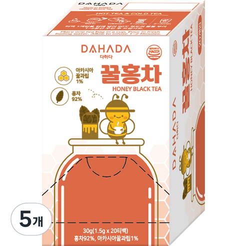 다하다 꿀홍차, 1.5g, 20개입, 5개