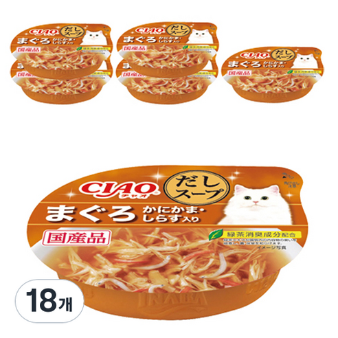 챠오츄르 이나바 고양이 다시스프컵, 참치&게맛살&치어, 60g, 18개