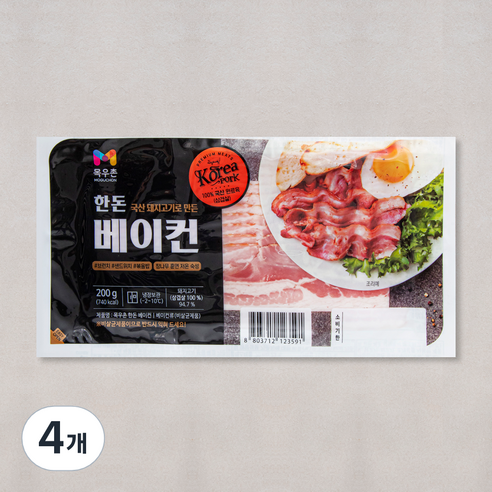 목우촌 한돈 베이컨, 200g, 4개