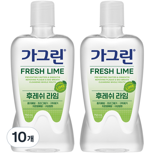 가그린 후레쉬 라임 구강청결제, 750ml, 10개