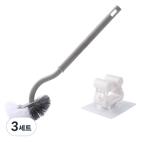 모나코올리브 에스커브 변기솔 + 이지 변기 솔걸이 세트, 그레이(변기솔), 3세트