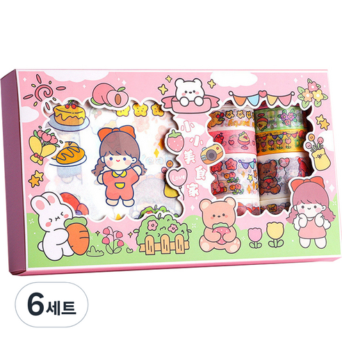 동아피엠에스 DIY 다꾸 종이 스티커 + 마스킹 데코테이프 기프트박스 세트, MK-2353, 6세트