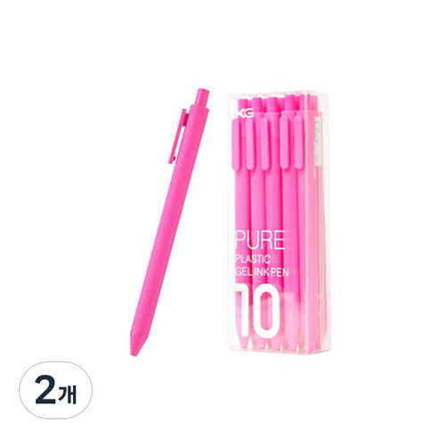 동아피엠에스 KACO PURE 컬러 소프트 젤펜 블랙심 0.5mm 10p, 핑크, 2개