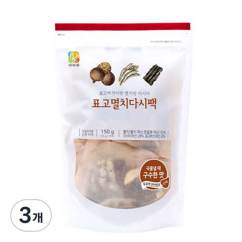 석하 표고멸치 다시팩, 150g, 3개