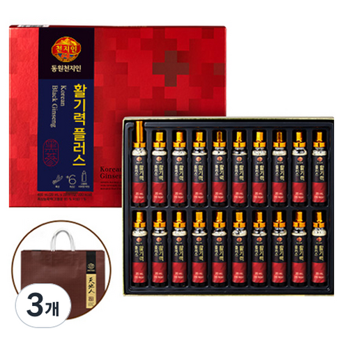 천지인 활기력 플러스 20p + 쇼핑백, 400ml, 3개