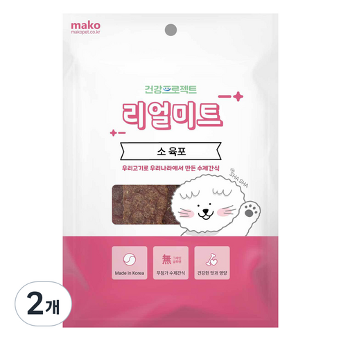 강아지 건강프로젝트 리얼미트 수제간식 대포장, 소육포, 400g, 2개