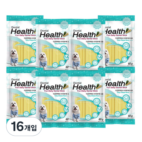 덴탈헬스 강아지 덴탈껌, 치즈맛, 60g, 16개