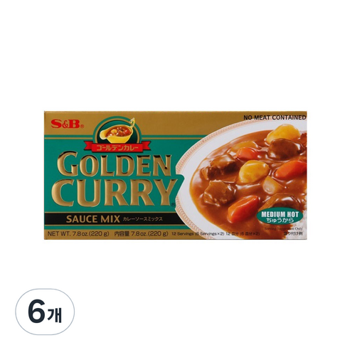 에스앤비골든 카레 중간맛, 220g, 6개