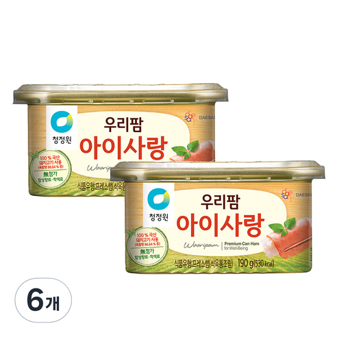 청정원 우리팜 아이사랑 프레스햄, 190g, 6개