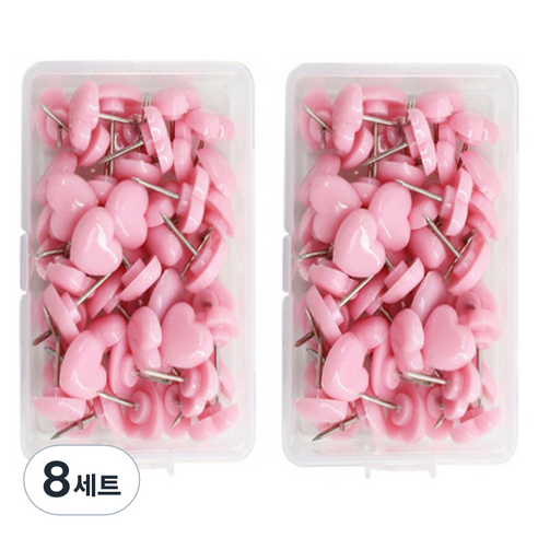 문구담 귀여운 하트모양 압정 50p 세트 핑크, 8세트