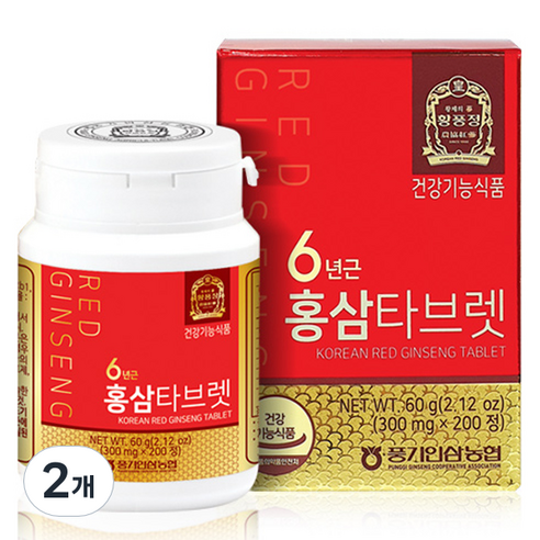 황풍정 풍기인삼농협 6년근 홍삼타브렛 60g, 2개, 200정