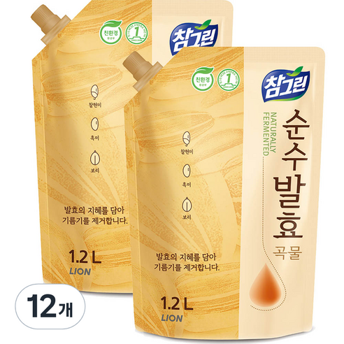 참그린 순수발효 곡물 주방세제, 1.2L, 12개