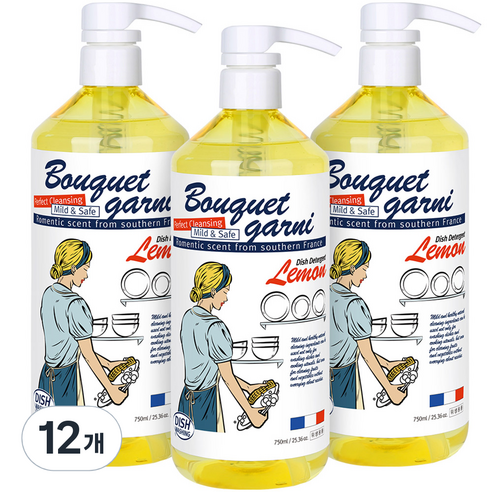 부케가르니 에코 1종 주방세제 레몬향, 750ml, 12개