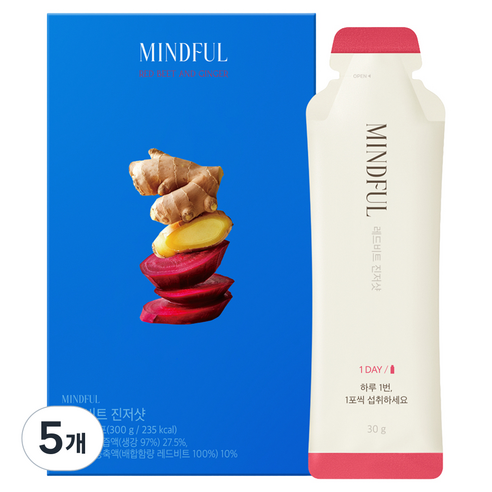 푸드올로지 마인드풀 레드비트 진저샷, 300g, 5개