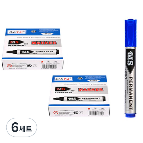 블루마토 유성 매직 B세트 MS850 12p, 청색, 6세트