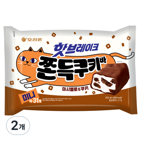 오리온 핫브레이크 쫀득쿠키바 미니 31p, 2개, 352g
