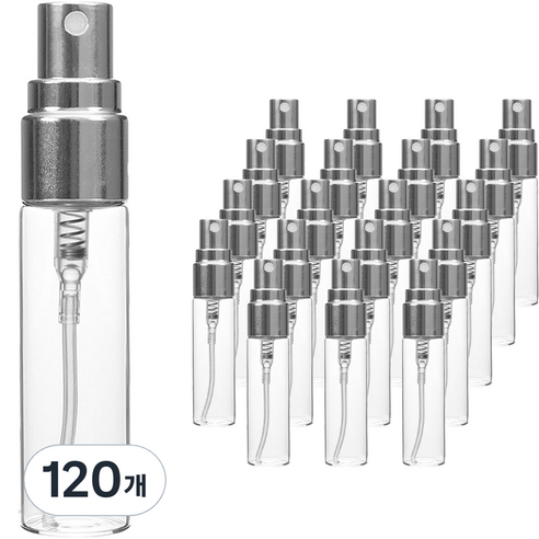 알루미늄캡 스프레이 용기 5ml, 120개, 투명(용기) + 실버(캡)