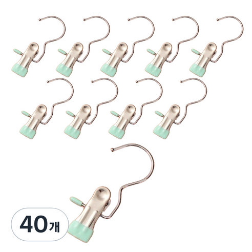 블체 스텐 후크 클립, 라이트그린, 40개