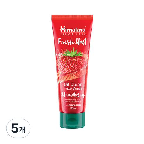 히말라야 프레쉬 스타트 오일 클리어 페이스 워시 스트로베리, 100ml, 5개