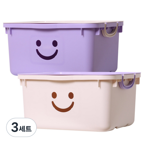 보노하우스 모던 초대형 해피박스, 바이올렛, 아이보리, 3세트
