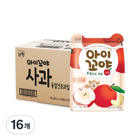 남양유업 아이꼬야 동결건조 과일칩, 사과, 15g, 16개