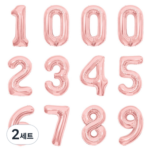 파티아일랜드 숫자 호일 풍선 12p 세트 40cm, 로즈골드, 2세트