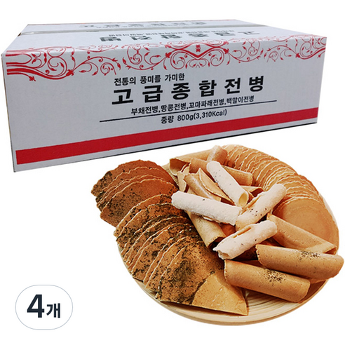 정다운식품 추억의 옛날과자 고급 종합 전병, 800g, 4개