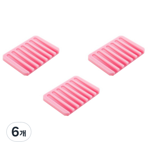 블럭마트 실리콘 비누받침, 레드, 6개