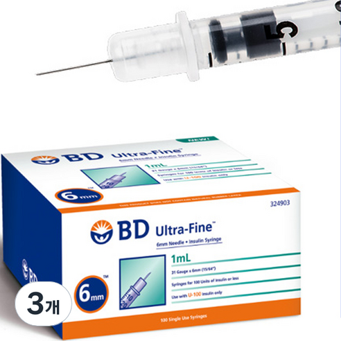 BD 일회용 인슐린 주사기 31G 6mm 1cc 100p, 100개입, 3개