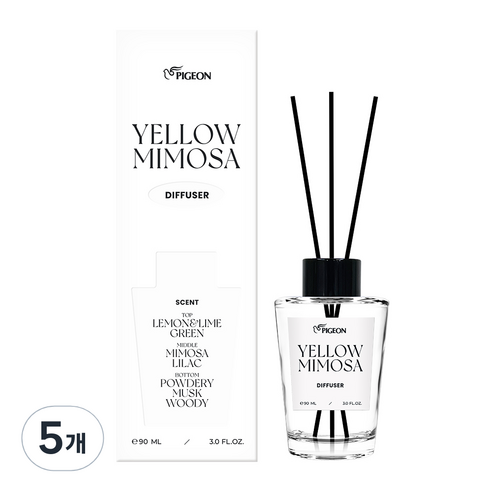 피죤 디퓨저 방향제 옐로미모사 본품, 90ml, 5개