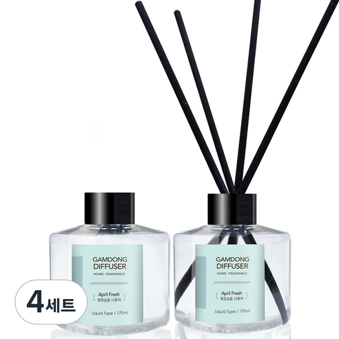 데일드 디퓨저 170ml + 스틱 세트, 에이프릴프레쉬, 4세트